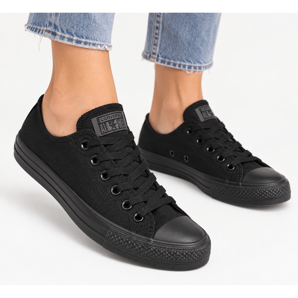 Converse Chuck Taylor All Star Low Top Black Women's 7 Monochrome Sneakers